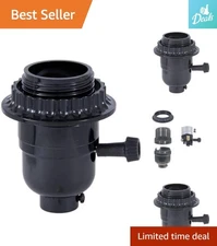 Versatile Replacement Lamp Socket | Threaded, Medium Base, Easy Install, Black