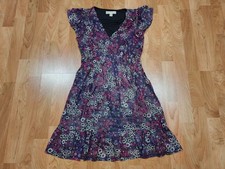 Michael Kors Dress Floral Lauren Midi  Small Purple Pink Stripes Vintage Style