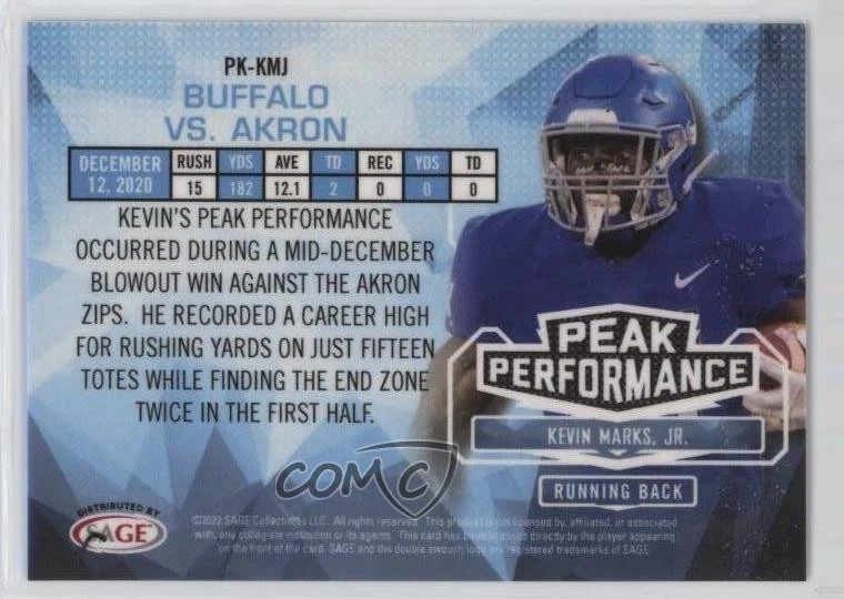 2022 SAGE Low Series Peak Performance Blue Kevin Marks Jr #PK-KMJ - Image 2 of 2