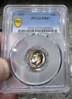 1957 Roosevelt Dime 10c Stunning Rainbow Toned Gem!! PCGS PR67 WOW! Crazy Nice!!