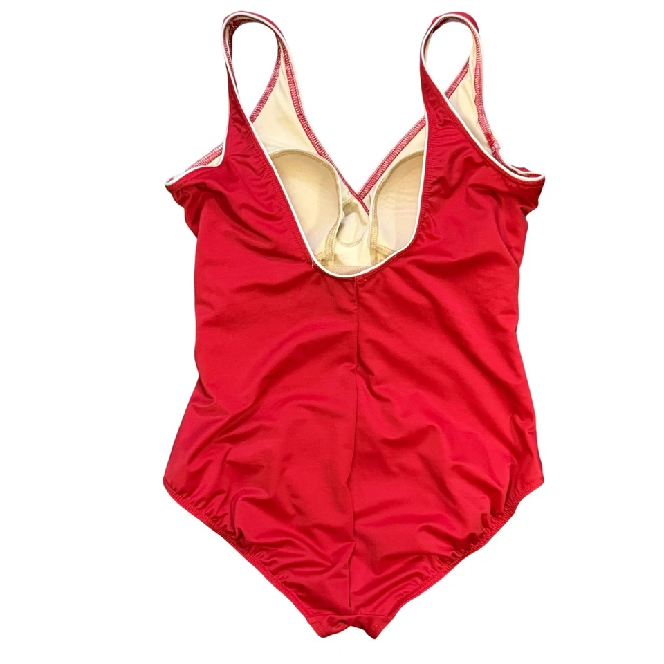 Traje de baño Miraclesuit rojo de una pieza envolvente frente control abdominal para mujer talla 12 Foto 2 de 4
