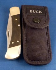 VTG BUCK 110 2 dot folding Hunter Pocket Knife USA 1970s, Buck nylon sheath