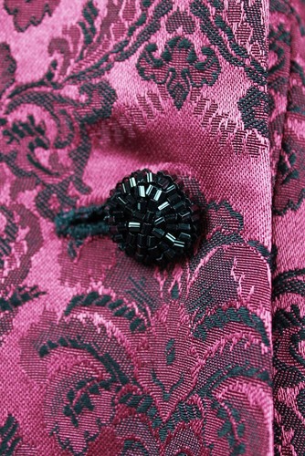 Vintage Rock Anzug XS 60er rosa schwarz Wandteppich Brokat passend Blazer Jacke - Bild 4 von 6