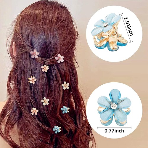 12er Packungen Blumenhaarspangen kleine Kralle Haarzubehör rutschfest für Frauen Mädchen - Bild 5 von 7