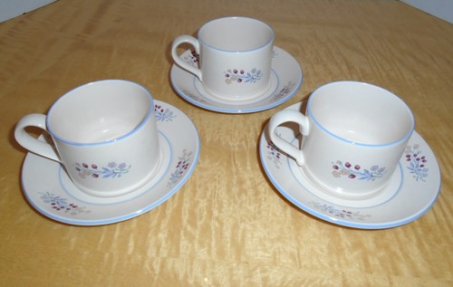 International Tableworks England ~ HICKORY HILL 3 CUPS + 3 SAUCERS ~ Stoneware - Picture 3 of 12