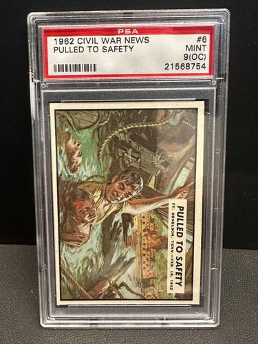 Pulled To Safety 1962 Civil War News Vintage Card #6 PSA 9 MINT (OC) Qualifier - Picture 1 of 2