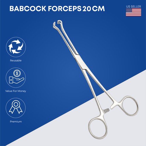 Pinzas Babcock 20 cm Acero Inoxidable Instrumentos Quirúrgicos Grado Alemán - Imagen 2 de 2