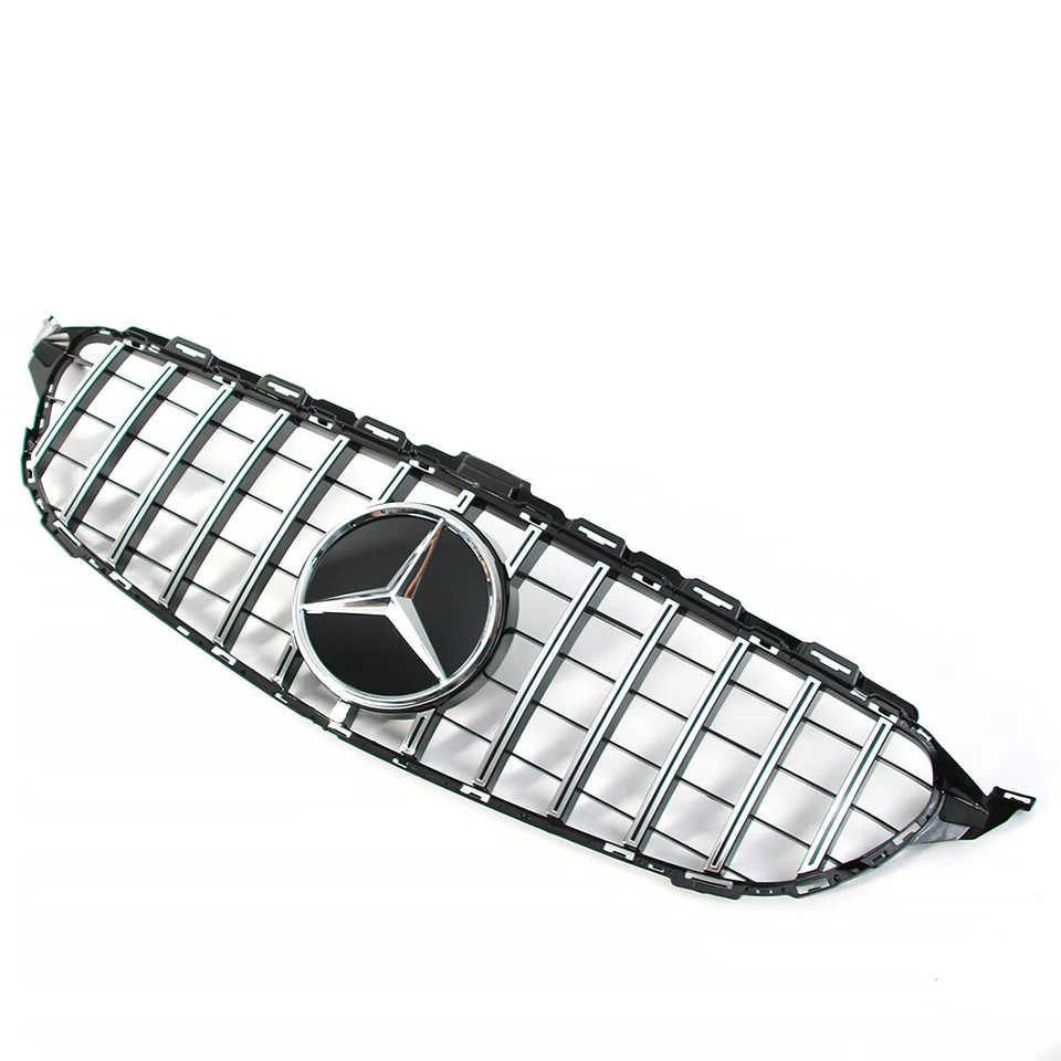 Grille For Mercedes Benz 2019 2020 2021 W205 C43 C300 C200 Front Grill w/Emblem Foto 2 de 4