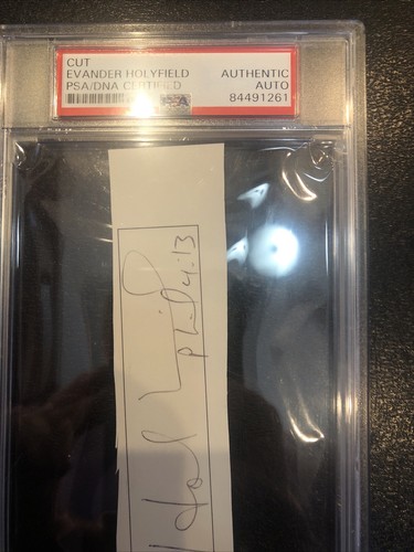 Evander Holyfield Boxing Authentic Auto Signed Cut Card PSA/DNA Certified Slab - Picture 3 of 4