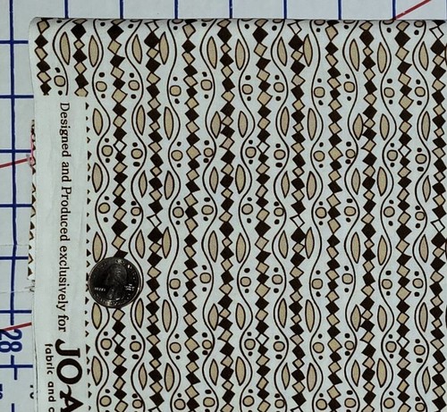 Edredón de algodón a rayas geométricas marrón blanco para hombre JoAnn 1 yarda + 7" pulgadas - Imagen 2 de 4