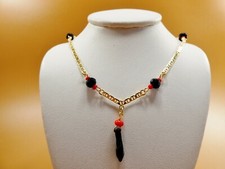 16 INCH 18K GOLD FILLED MARINER SYLE EVIL EYE NECKLACE WITH AZABACHE HAND