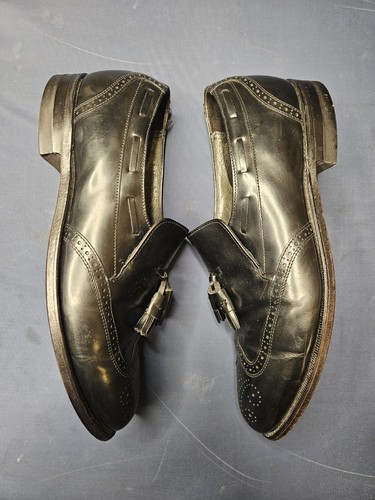 Men's Stafford Comfort Plus Black Leather Wingtip Tassel 10 EEE/E Shoes - Picture 8 of 12