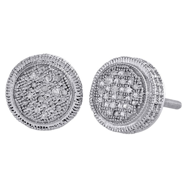 Sterlingsilber & Rund Diamant 3D Illusion Nieten 9.50Mm Pflastern Ohrringe 1/10-image