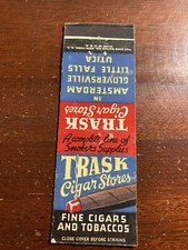 Trask magasins de cigares cigares tabacs Amsterdam Utica Gloversville vintage couverture d'allumettes