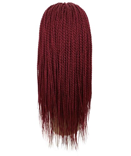 LUXLUXE Nikkita Straight 25" Long 4X4 Hand-Tied Lace Braided Wig, Burgundy - Picture 4 of 7