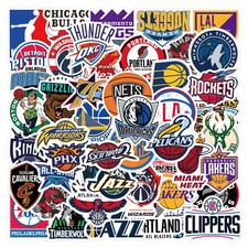 60pcs NBA Basketball All Teams Logo Emblem Stickers Fan Collect Decals Graffiti