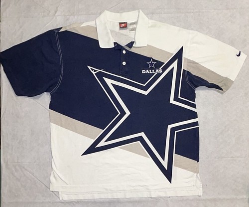 Vintage Dallas Cowboys Shirt Mens XL Blue Nike Team Sports Polo AOP NFL 90s
