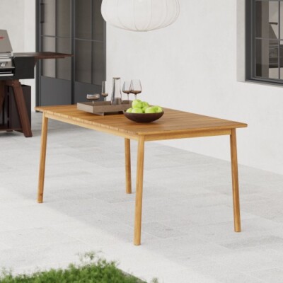 67  inch Teak Acacia Wood Outdoor Dining Table with Slatted Top