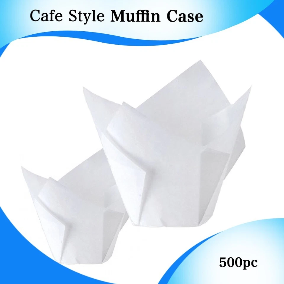 MUFFIN CASES 500PC-P50 MEDIUM WHITE TULIP  