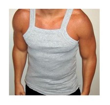 1-Gray "G-Unit Style" Tank Top Square Cut Undershirt Underwear Wife Beater 2XL