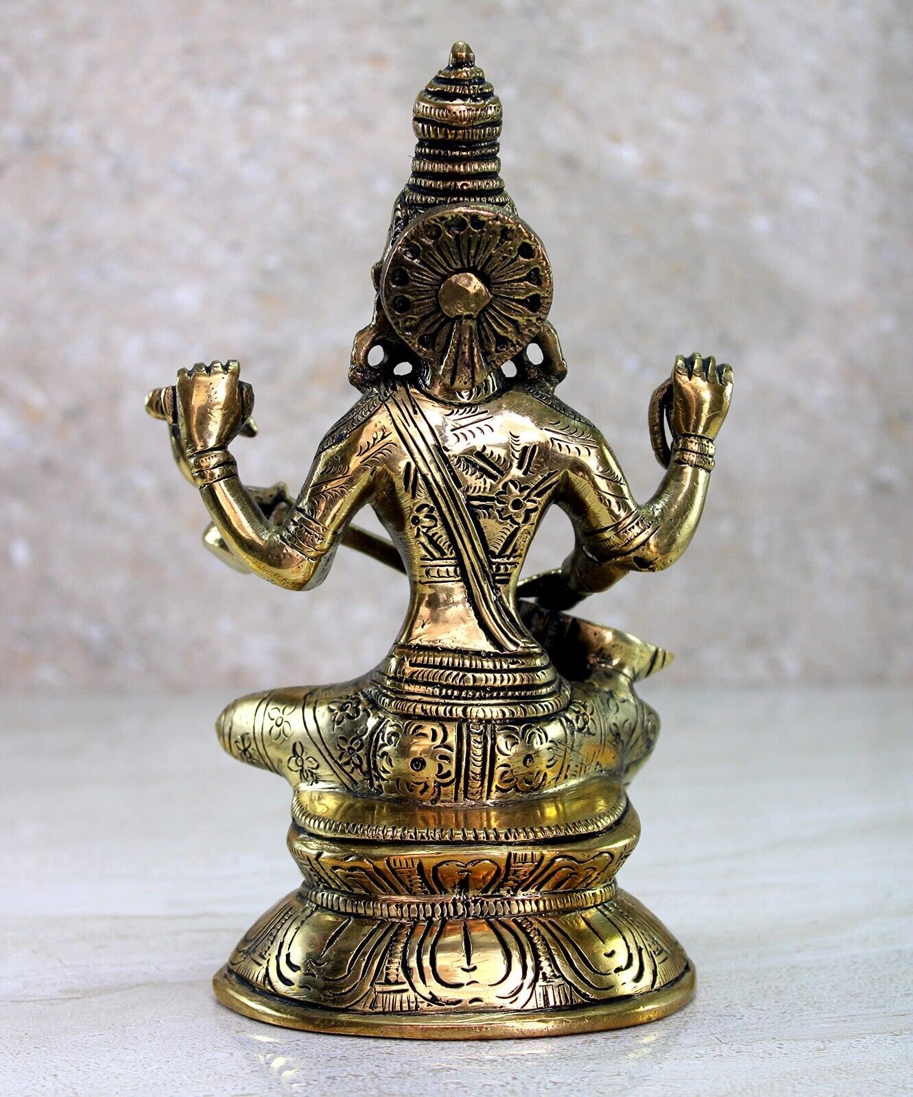 Brass Saraswati Maa Murti Idol Statue Sculpture for Home Decor and Temple - 8 in - Picture 9 of 10