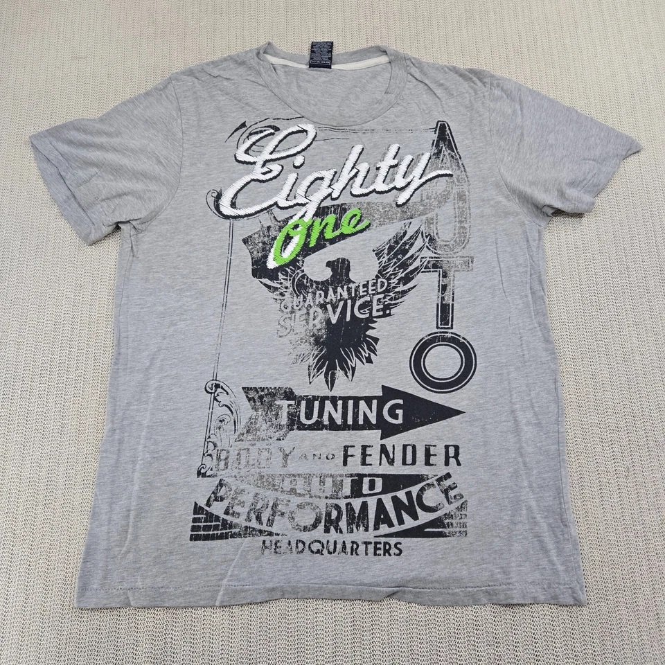 Camisa Company 81 Para Hombre Grande Gris Manga Corta Águila Rendimiento Automático Gráfico Foto 2 de 4