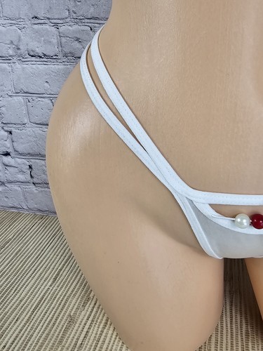 Unbranded Small S Bead White Thong String Panties Panty Sexy White See Thru Mesh - Picture 4 of 15