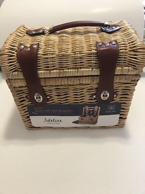 Napa Picnic Basket For Two- 2 Glasses-2 Napkins-Cheese Knife-Cutting Board-more