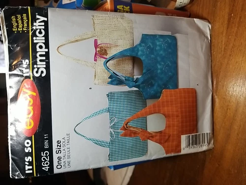 Simplicity 4625 Hand Bag Tote Purse in 2 sizes UNCUT Pattern