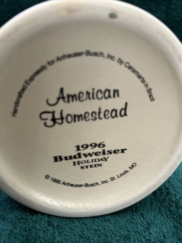 1996 Neu im Karton Budweiser Holiday Stein "American Homestead" mit Echtheitszertifikat und Box - Bild 4 von 6