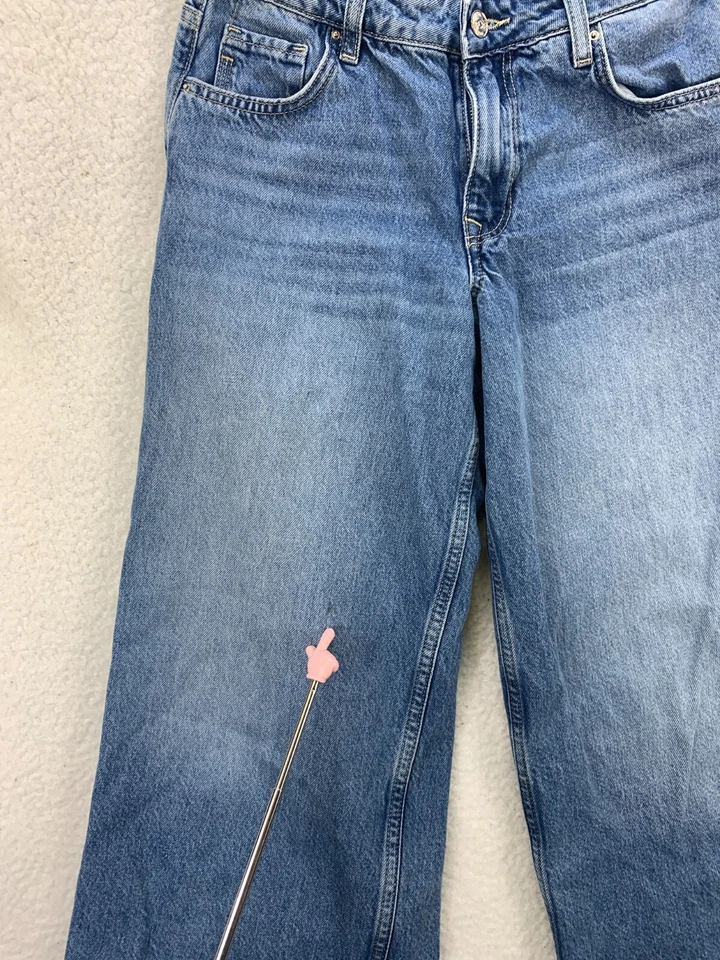 Zara Wide Leg Denim Jeans Women’s Size 2 Dark Blue Cropped Pants - Image 4 of 4