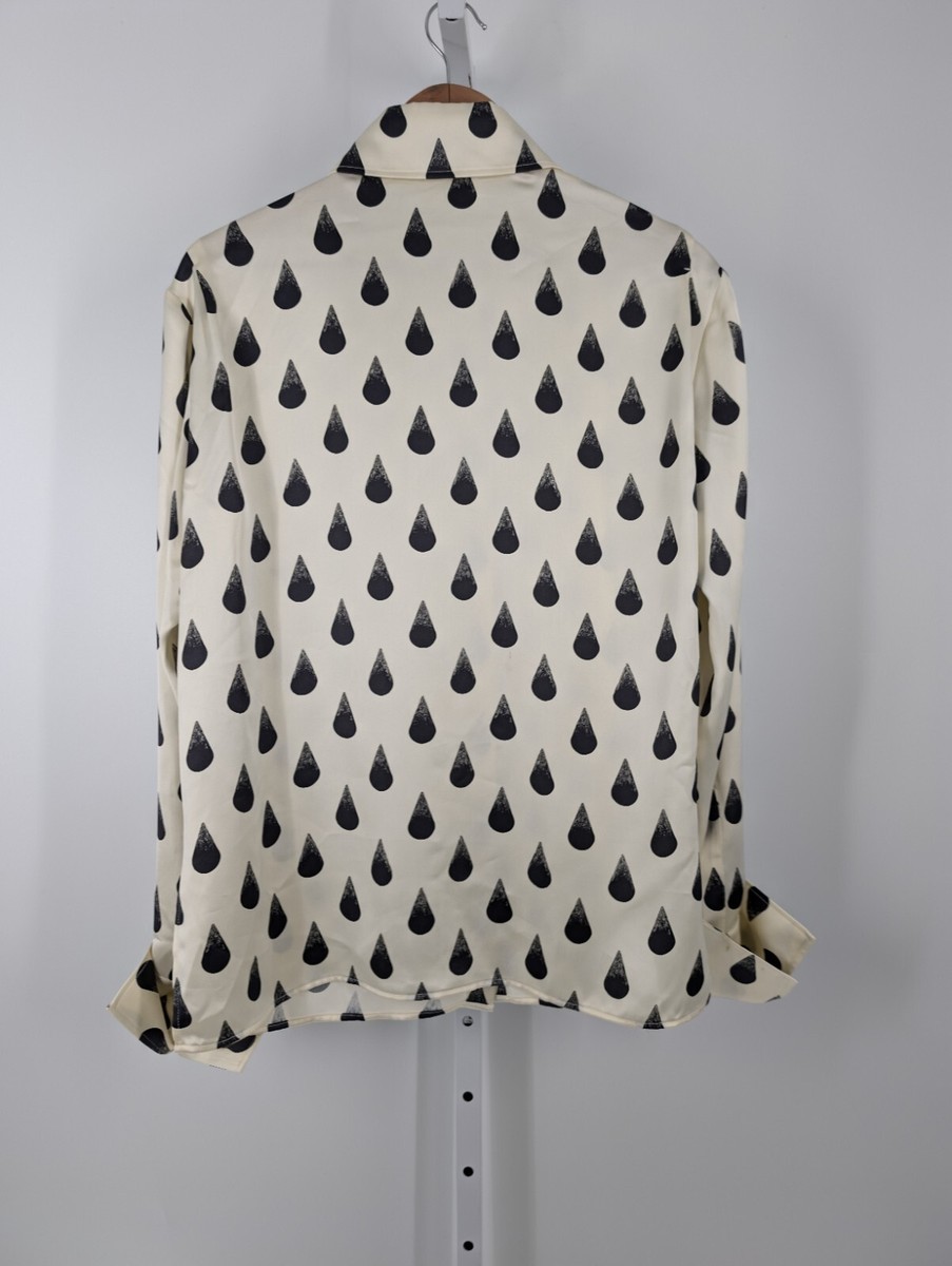H&M STUDIO AW 2023 Paint Drop Satin Cuff Shirt Runway Medium