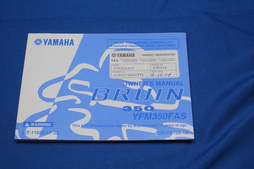 Libro manual original para propietarios de ATV Yamaha 2004 Bruin 350 YFM350FAS 4 ruedas - Imagen 2 de 2