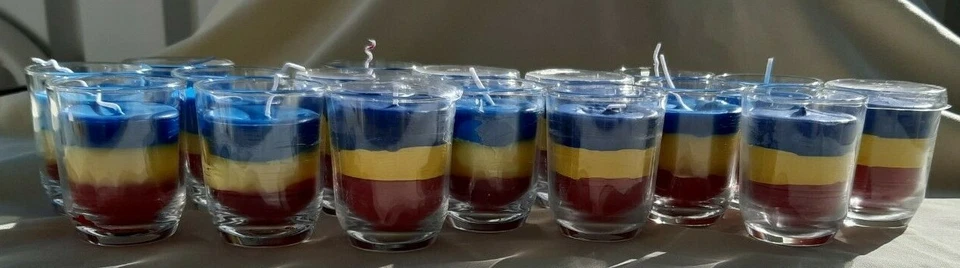 Romanian-Moldavian  flag candles in reusable clear shot glass. - Image 4 of 4