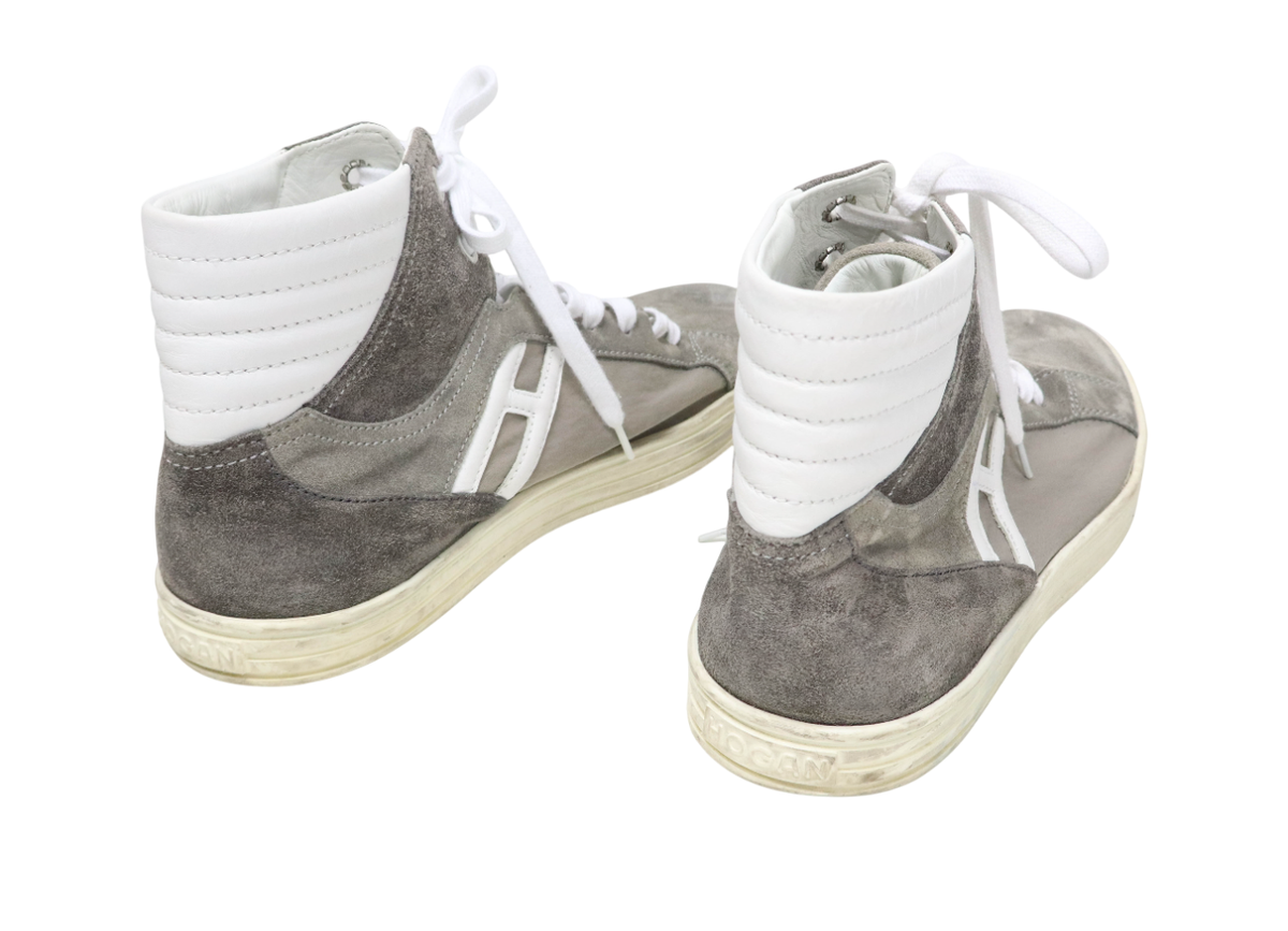 HOGAN Shoes Men's (UK) 10 Sneakers High Top Round Toe Laces Grey