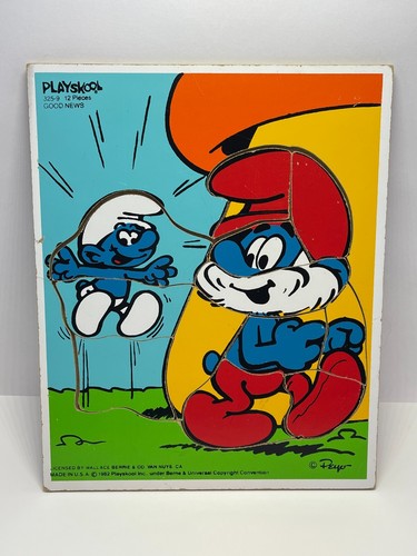 Vintage 1982 Smurf Puzzle Papa Smurf 325-9 kids 12 pcs Made in USA Playskool