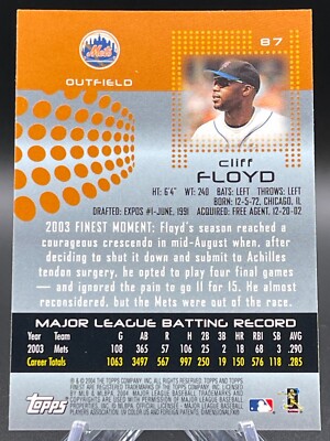 2004 Topps Finest Gold Cliff Floyd | eBay