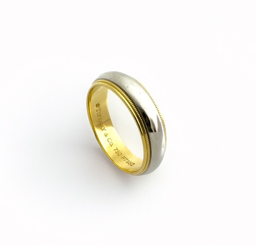 18K 750 Yellow Gold and 950 Platinum Milgrain Tiffany & Co Wedding