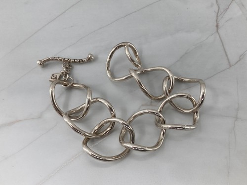 Silpada B1632 Oval Twisted Link Sterling Silver Chain Toggle Bracelet India Box - Picture 3 of 12