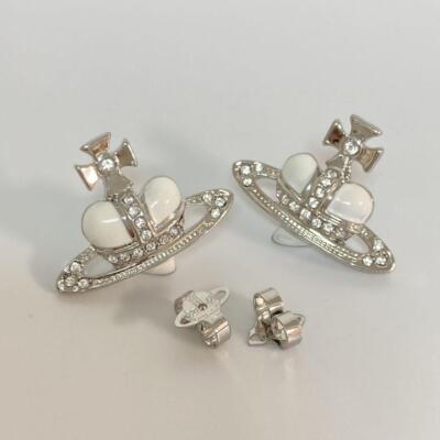 Vivienne Westwood Earrings Pierce Diamante Silver White 2.5 cm w