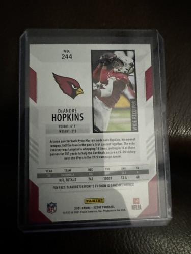 2021 Score - Dots Red #244 DeAndre Hopkins /460 Color Match - Picture 3 of 3