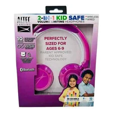 Altec Lansing Kid Safe 2-in-1 Bluetooth Wireless Pink Kid's Headphones