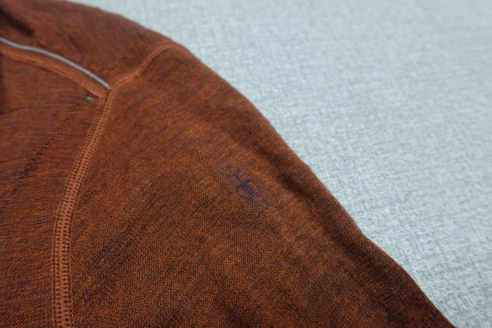 Smartwool Quarter 拉链毛衣男式中号橙色羊毛 Intraknit 250 徒步跑步 — 第 3/4 张图片