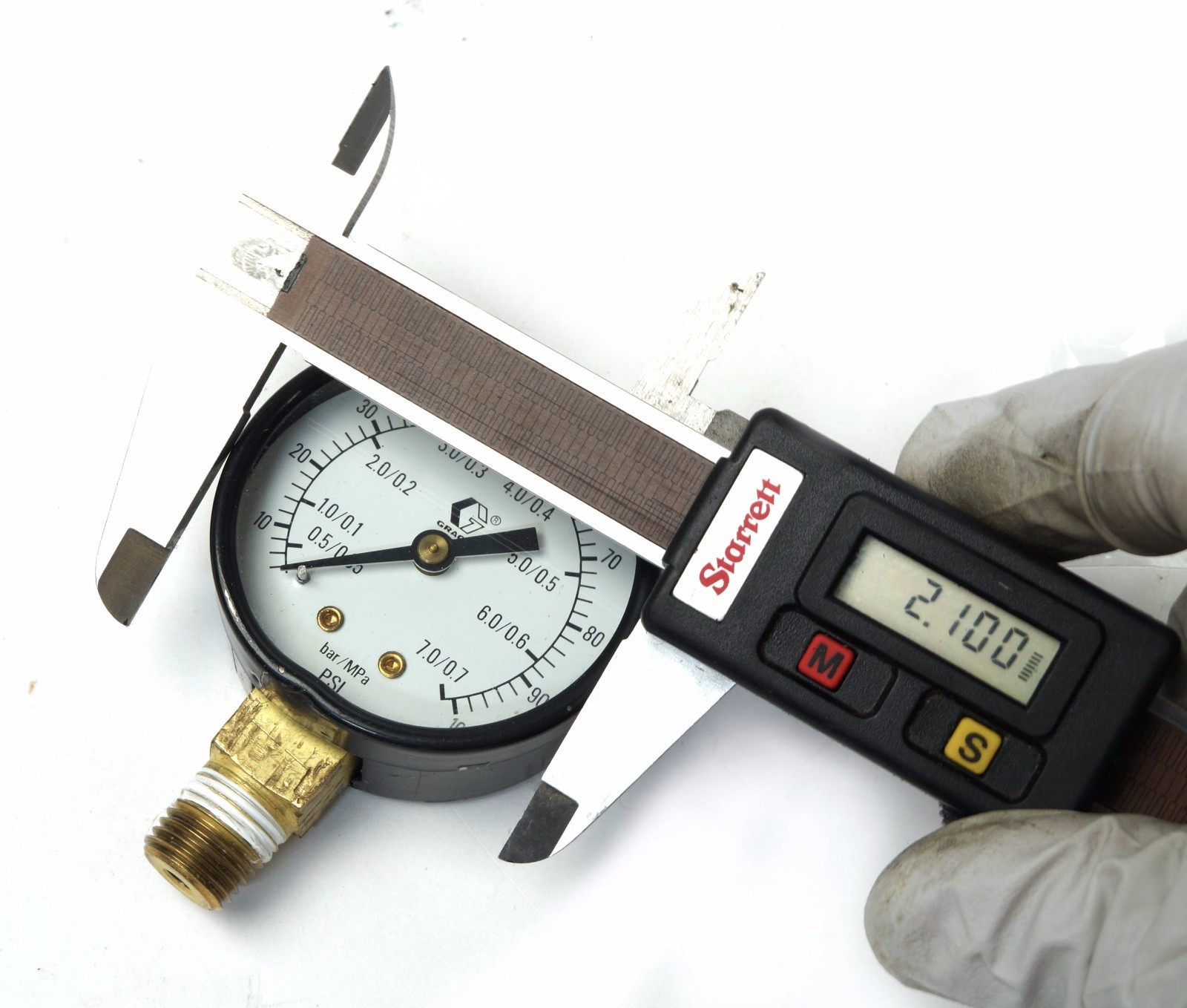 Graco Pressure Air Gauge 160430. 0100 PSI 2" Diam 1/4" NPT. USA Fits