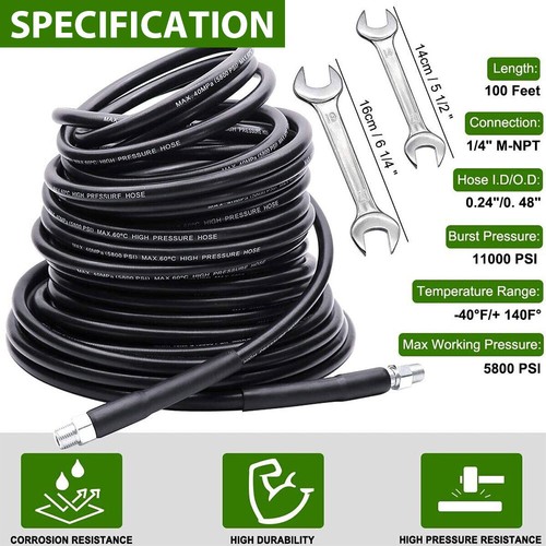 1/4" Connect Pressure Washer Hose Pipe Sewer Jetting Drain Jetter Cleaner Kit - Picture 2 of 12
