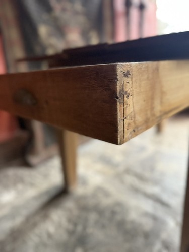 Original English Antique Pine Rustic Farmhouse Kitchen Plank Dining Table 1800's - Picture 22 of 24