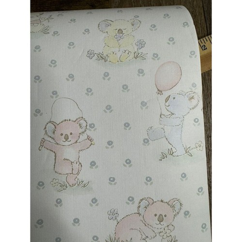 3 Vintage Wallpaper Wallcoverings Collins and Aikman kids White With Koala Bears - Picture 6 of 7