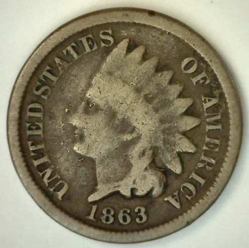 1863 Indian Head Cent 1c US Coin Good Circulated Condition Copper Nickel Content