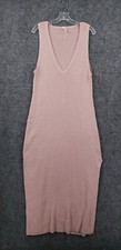 Daily Practice Anthropologie Dress Womens M Medium Pink Sheath V Neck Ribbed