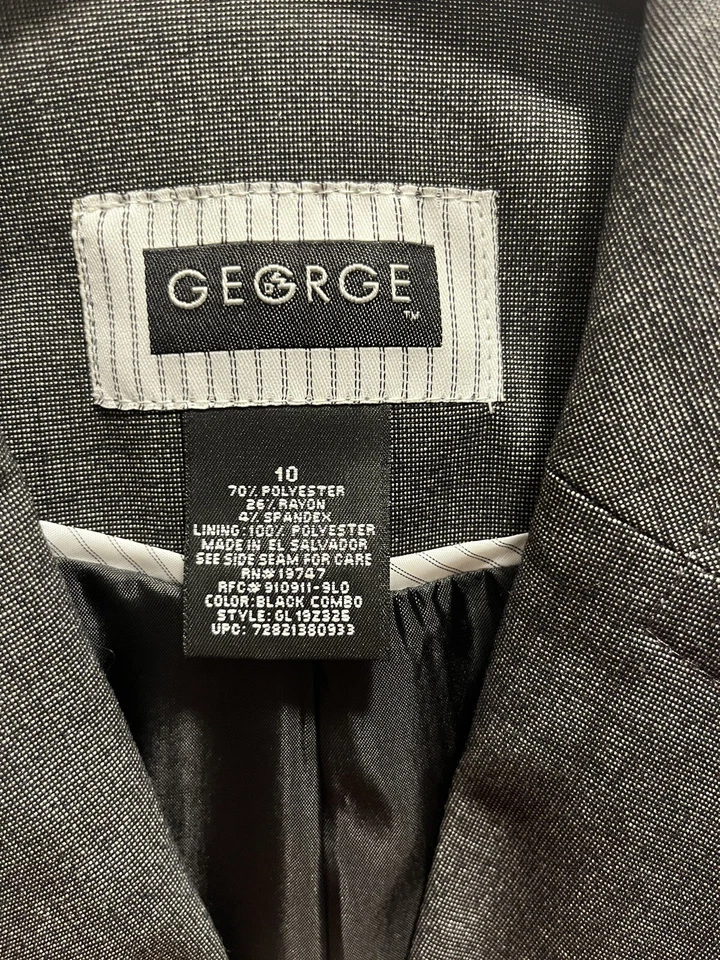 Chaqueta Blazer Mujer George Talla 10 Gris Hombreras Manga Larga 2 Botones Foto 3 de 4